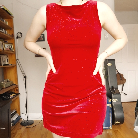 Vintage Dresses & Skirts - Vintage velvet sparly mini dress